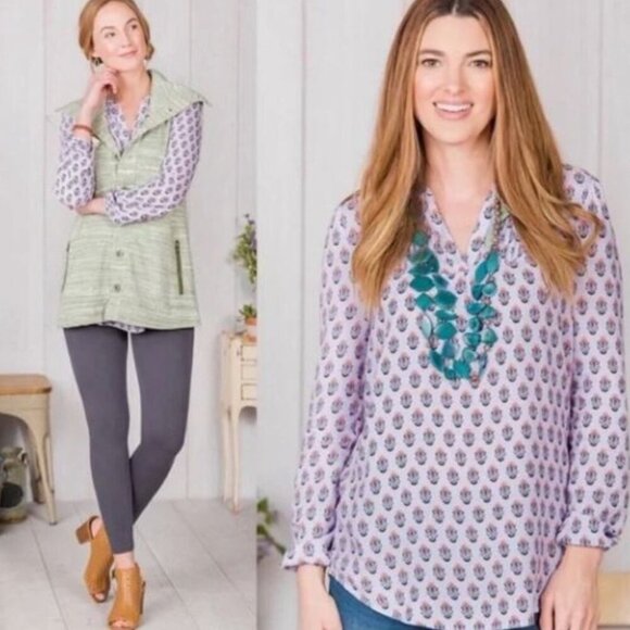 Matilda Jane lavender floral long sleeve lightweight blouse size medium I32 - Picture 1 of 7